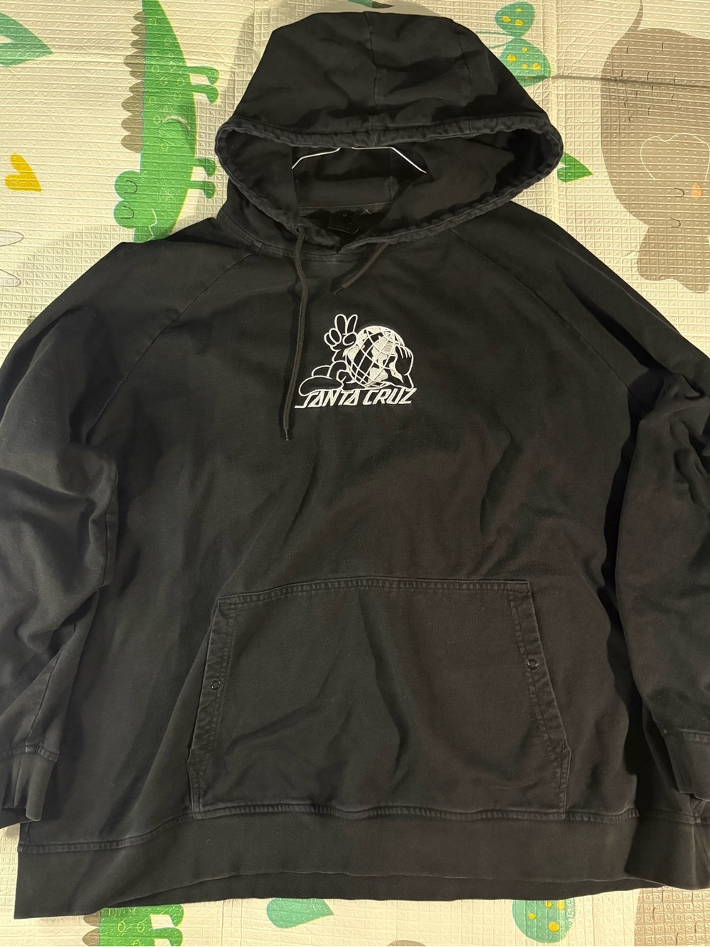 Santa Cruz Skateboards Black Hoodie with White Logo - Men's Zip-Up Style